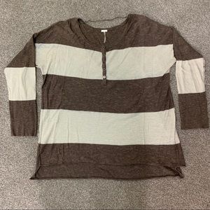 Striped Sweater Long Sleeve Buttons Down Front